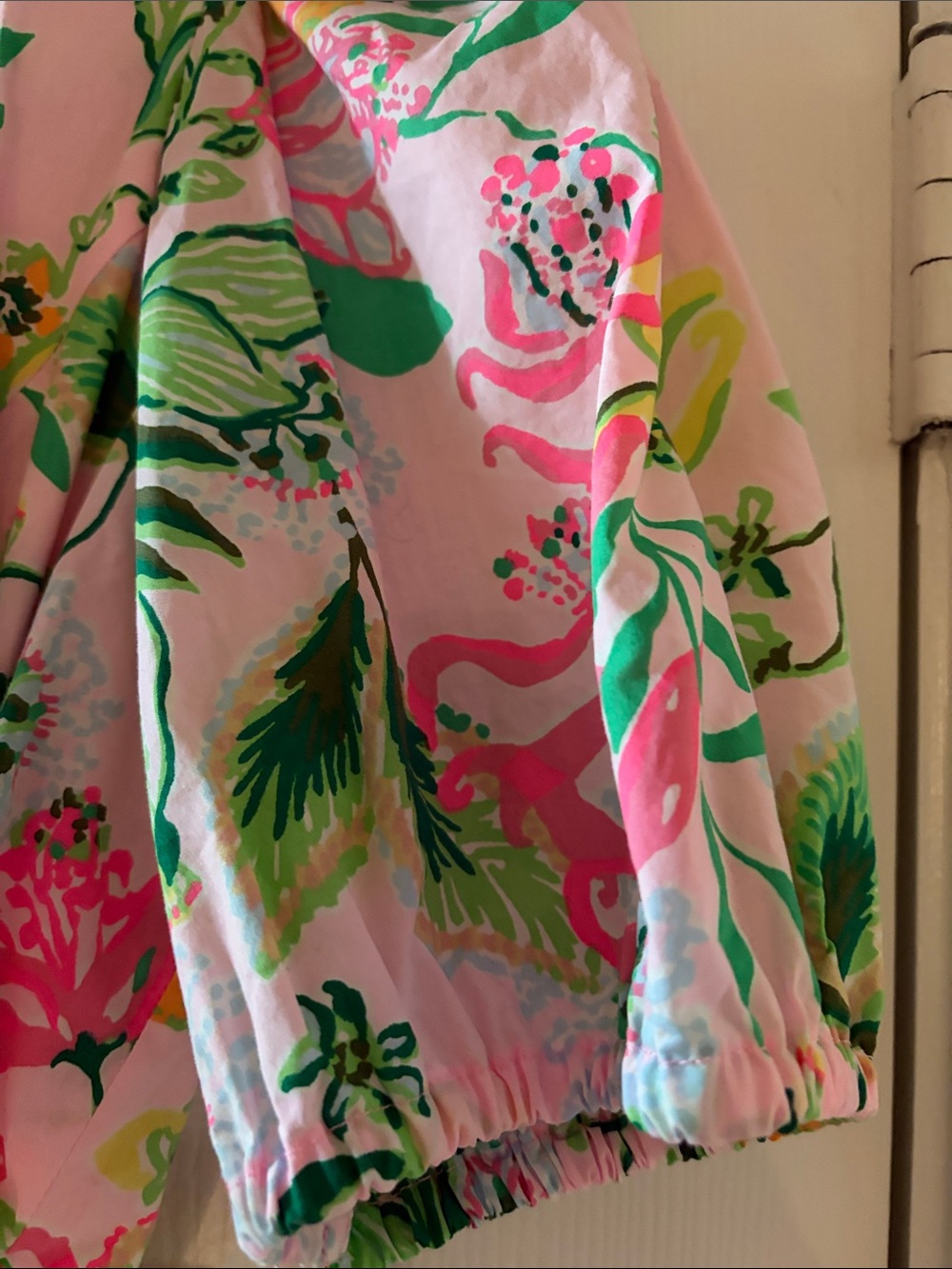 Lilly Pulitzer Pink Floral Midi  Dress with Green Leaf Print - Picture 4 of 6
